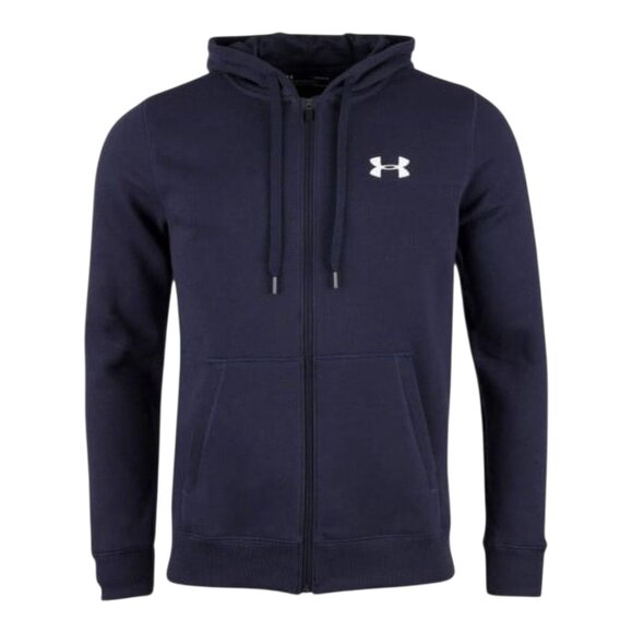 Under Armour ColdGear Rival Fleece Fitted Full Zip Hoodie in Navy Blue Men's M - Picture 2 of 7